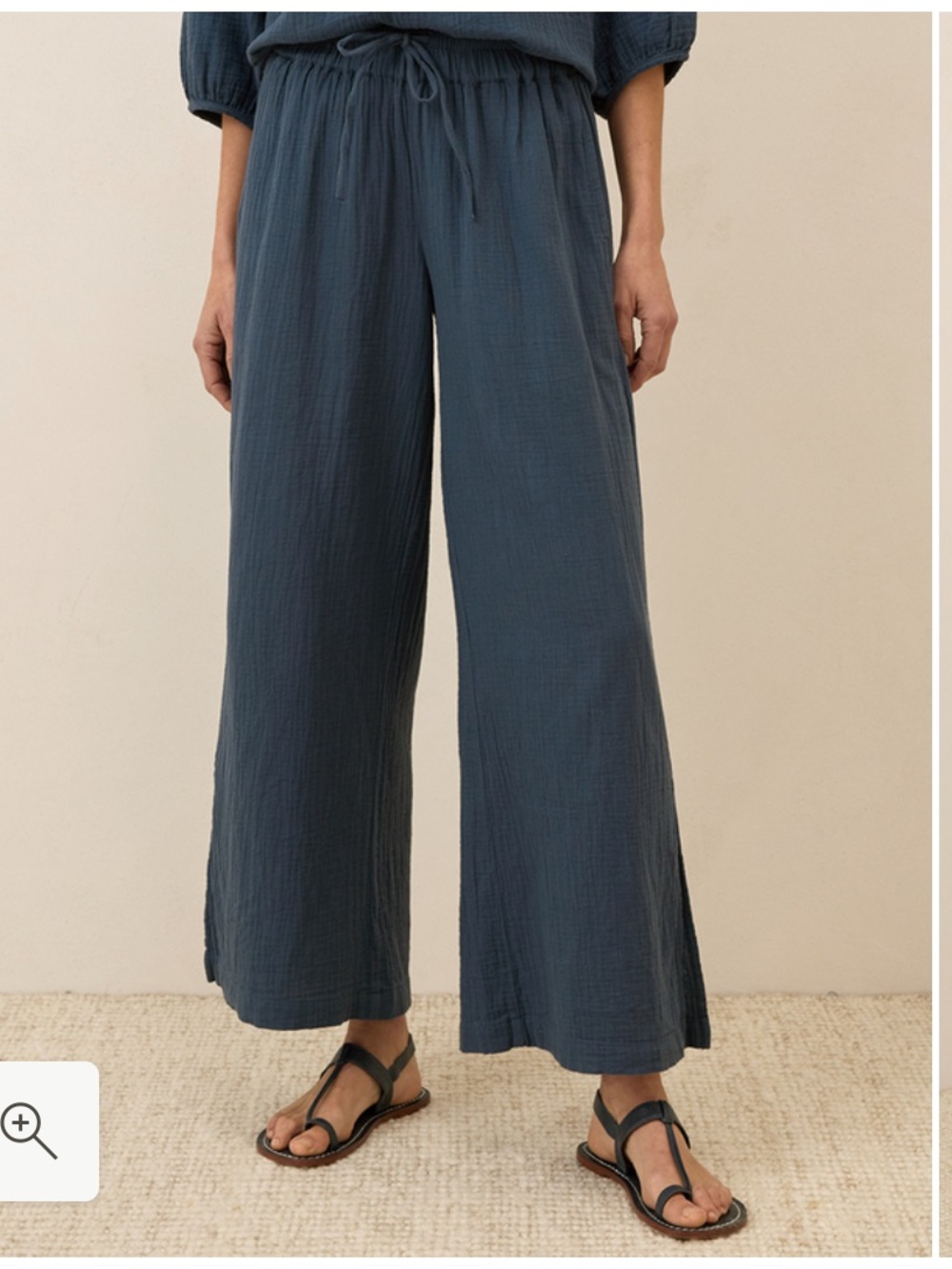 Pact Women's Organic Cotton Coastal Double Gauze Split Hem Pant French Navy